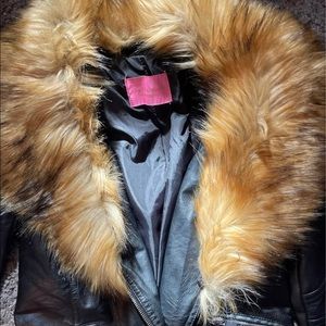 Faux fur leather jacket